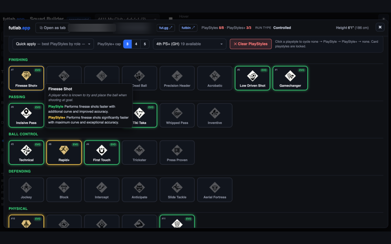 PlayStyle editor